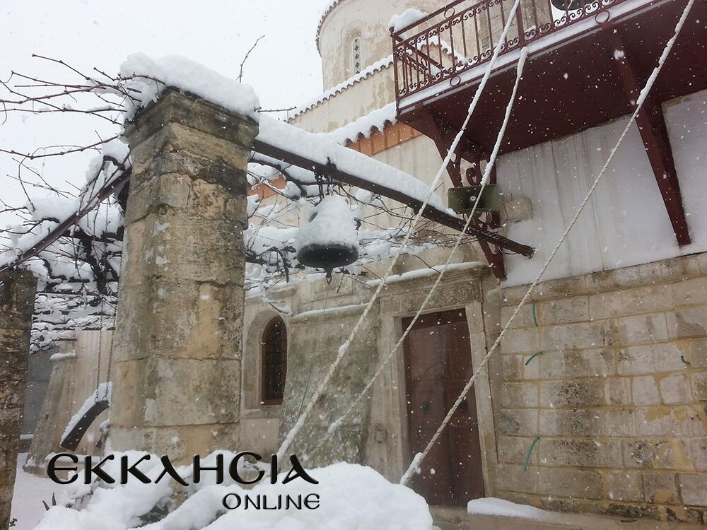 μονή αρκαδίου χιόνια